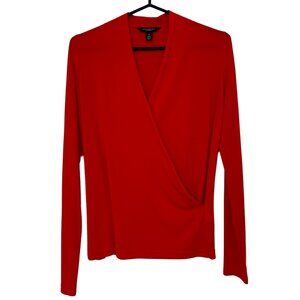 Banana Republic Red Long Sleeve Wrap Top, S